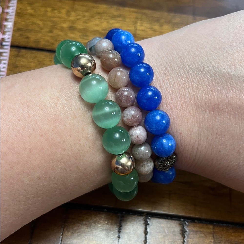 Set Of 3 Gemstone Bracelets Size 7